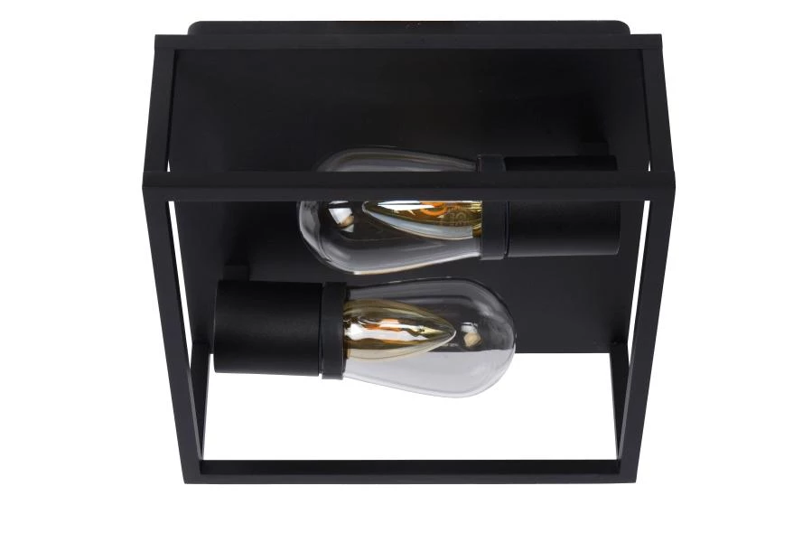 Lucide CARLYN - Flush ceiling light Bathroom - 2xE14 - IP54 - Black - turned off